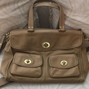 Tan coach laptop bag